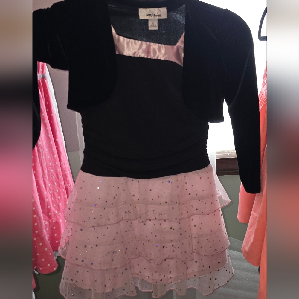 Black and Pink Dress with Bolero